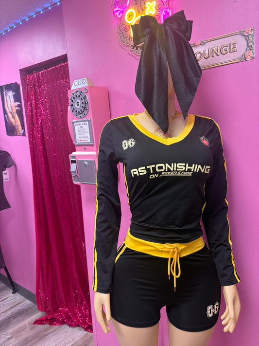 Astonishing 2 Pc Black/Yellow LS Set
