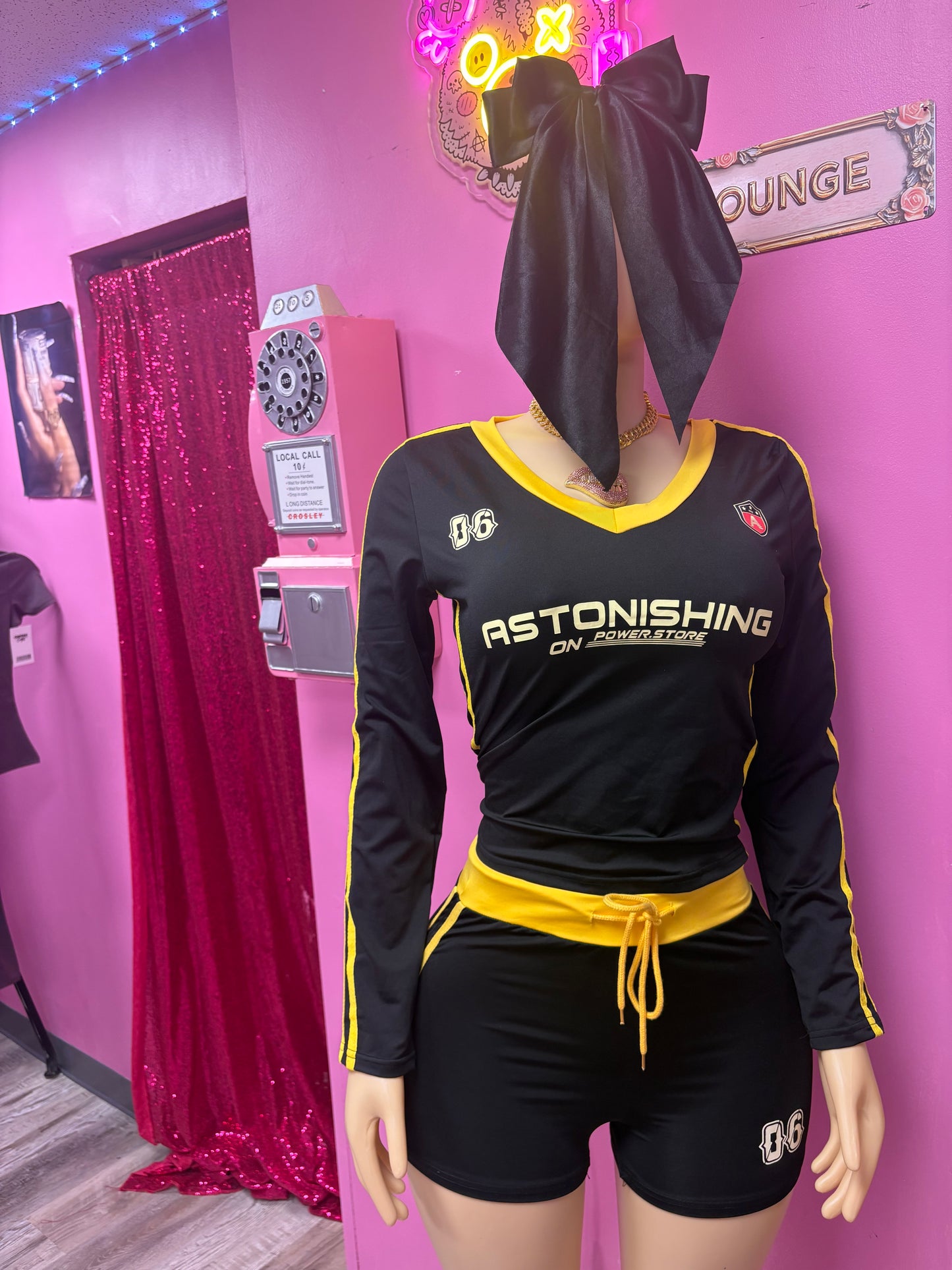 Astonishing 2 Pc Black/Yellow LS Set