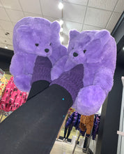 Load image into Gallery viewer, Lavender Teddy Bear Slippers
